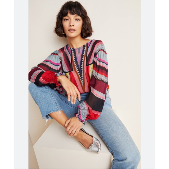 Anthropologie Blank London boho rainbow blouse - Picture 1 of 11